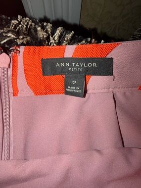 Ann Taylor Petite Dusty Pink Skirt with Red Waistband